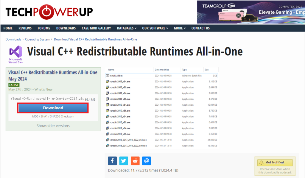 visual C++のall in oneダウンロード